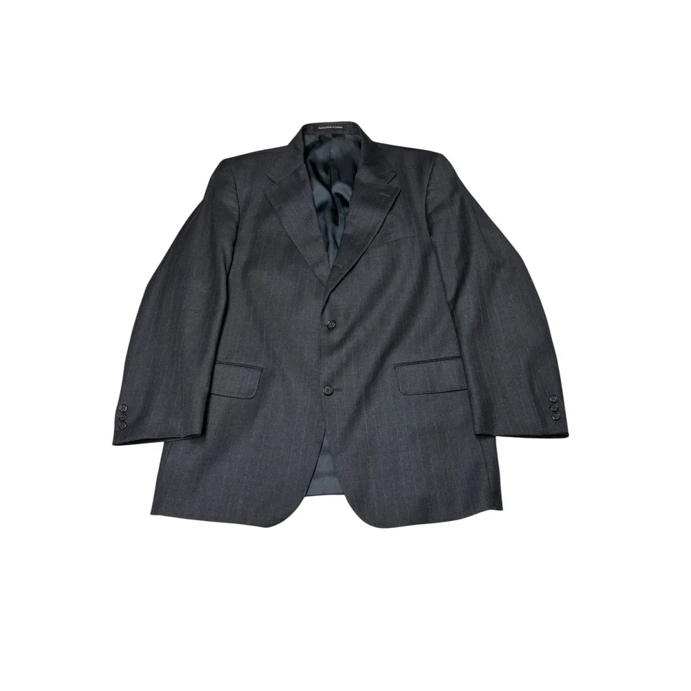 J. Press Parker Mens 43R Wool Pinstripe Blazer Jacket Charcoal Grey‎ Made Canada